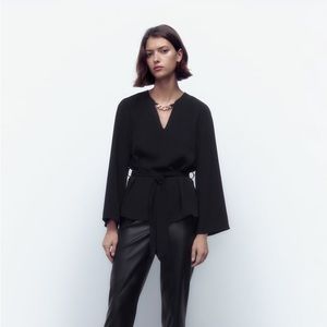 Black Zara chain detail top with tie waist